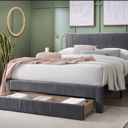 Queen Bed With Roll-out Bed Drawer ( Mattress Not Included)