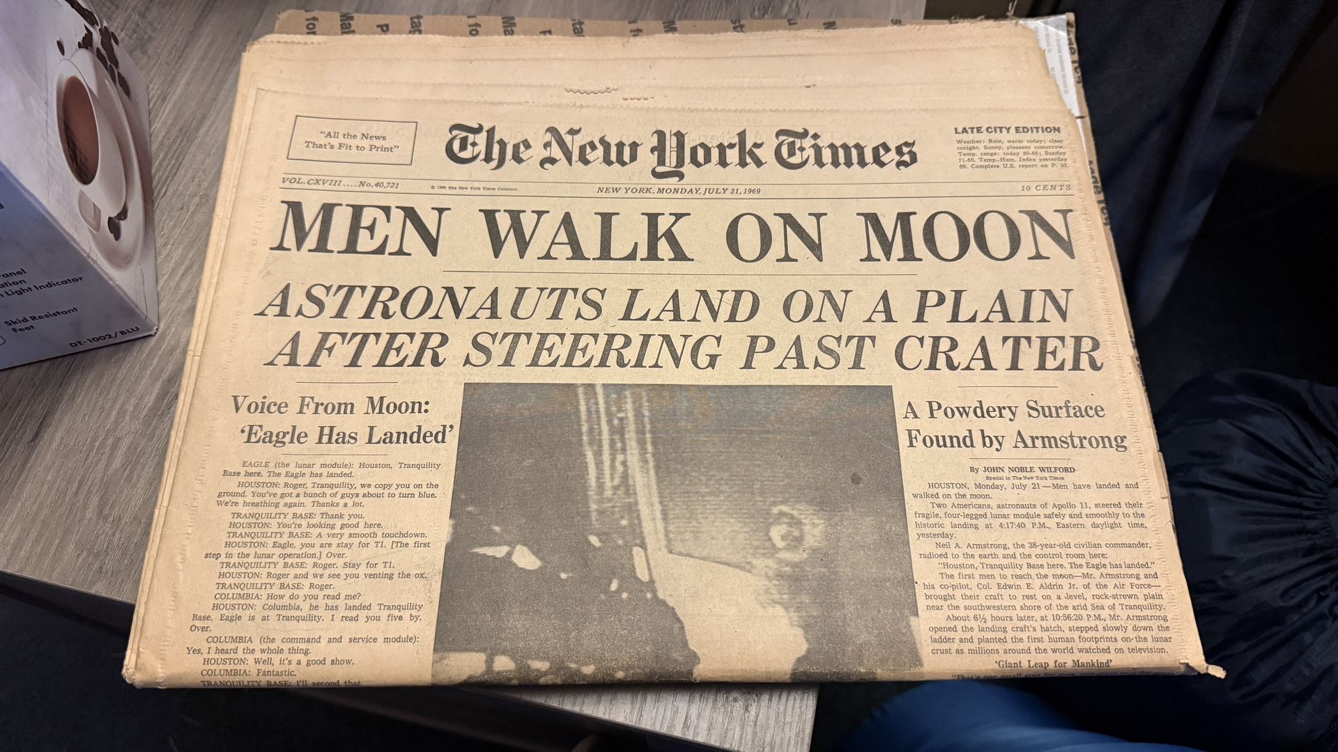 The New York Times — “MEN WALK ON MOON” (July 21, 1969) — Original Newspaper