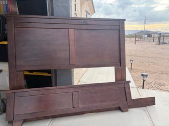 Dark Wood Bed Headboard and Footboard