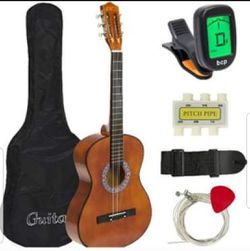 38" Beginner Acoustic Guitar Kids Starter Kit w/ Case Strap Tuner Pick