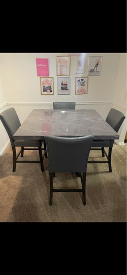 5 piece Grey Marble Dining Room Set
