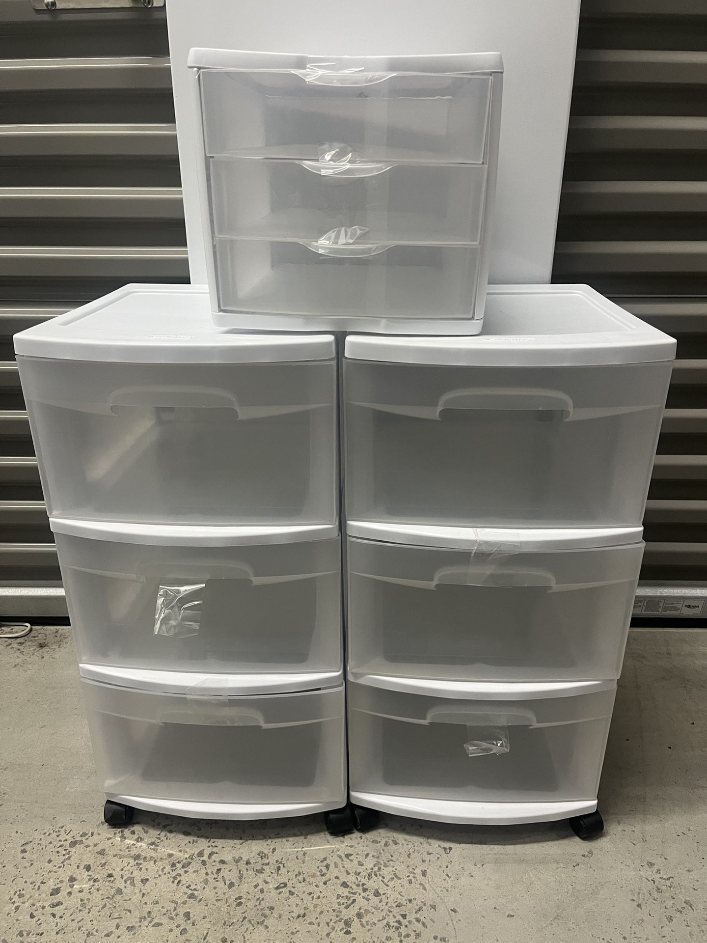 Sterile Plastic 3 Drawer Cart Set Of 2 + Sterile 3 Drawer Unit