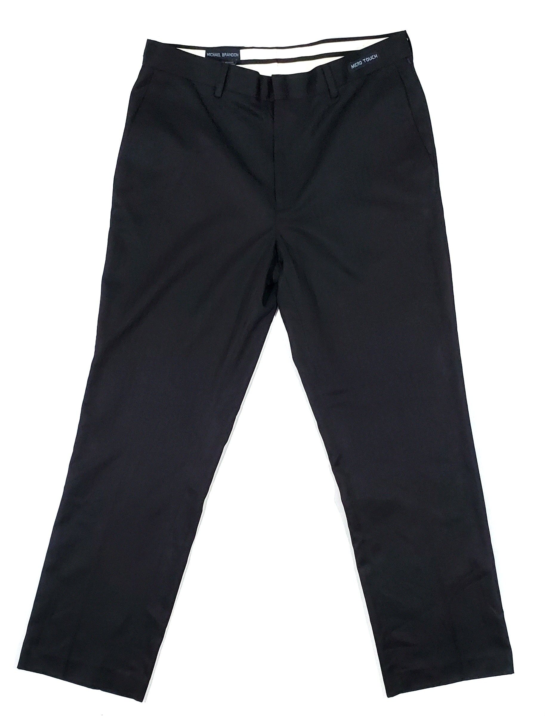 MICHAEL BRANDON Mens Dress Micro Touch Polyester Black Pants 34x30