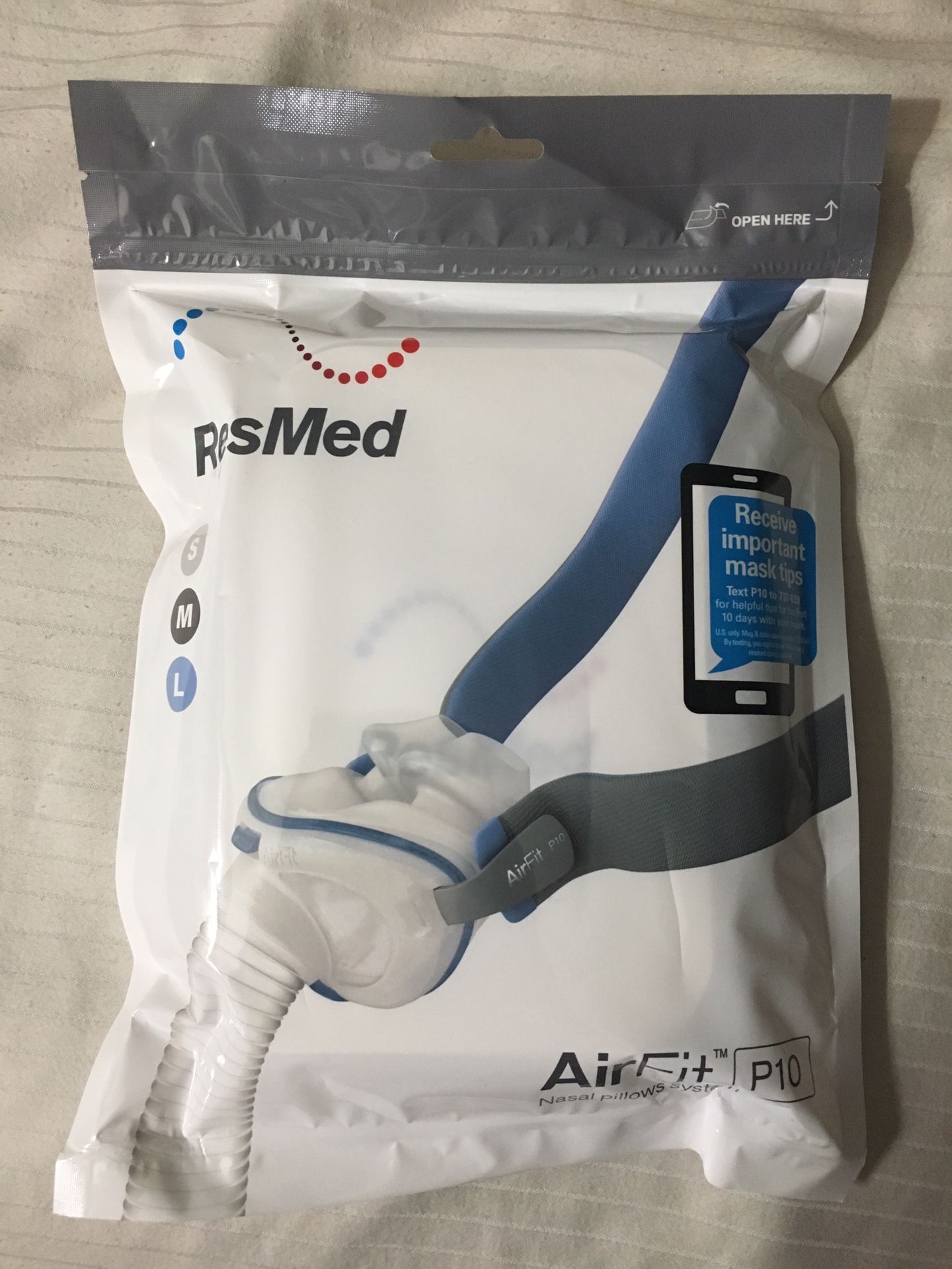 Resmed 62900 Airfit P10 Nasal Pillows Mask System w/ Headgear for CPAP SML NEW