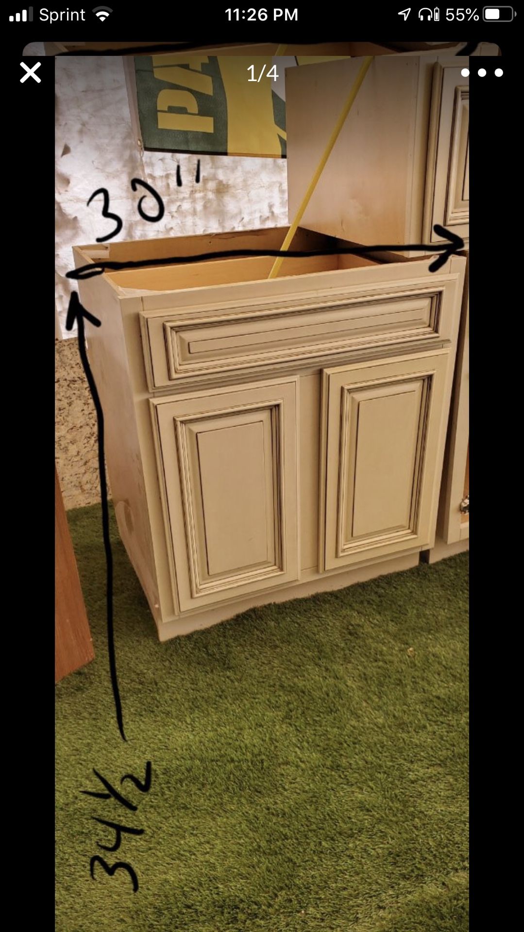 3 Caspian white kitchen cabinets (3 cabinets only)