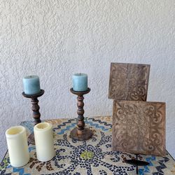 Candle Holder Carved Wood / Candelabros 