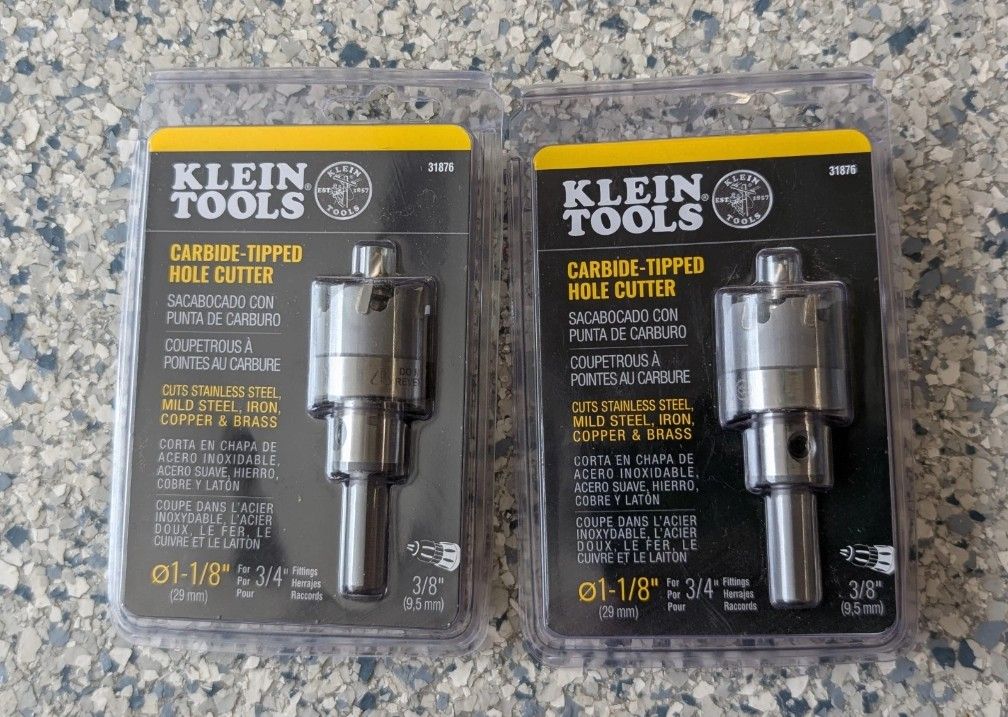 Klein Tools 1-1/8" Carbide Tipped Hole Cutter (31876) Lot Of 2 Packs