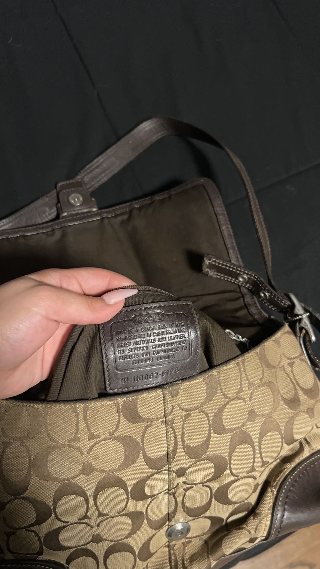Vintage Coach Signature Brown Flap Shoulder Bag — Authentic