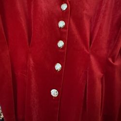 Women’s Red Velvet Gold Button Shawl Bolero Jacket Blouse Size Small 