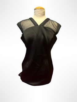 Black Sleeveless Top with Sheer Shoulders