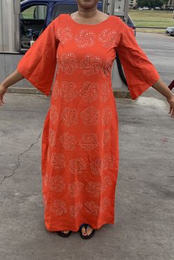 Orange color stoned dresses