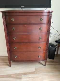 Drexel Mahogany Bow Front Tallboy Dresser