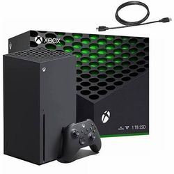 Xbox Series X Console 1 TB, (comes with 1 Xbox controller, Rechargeable battery pack 4 batteries, Turtle Beach Stealth 600)