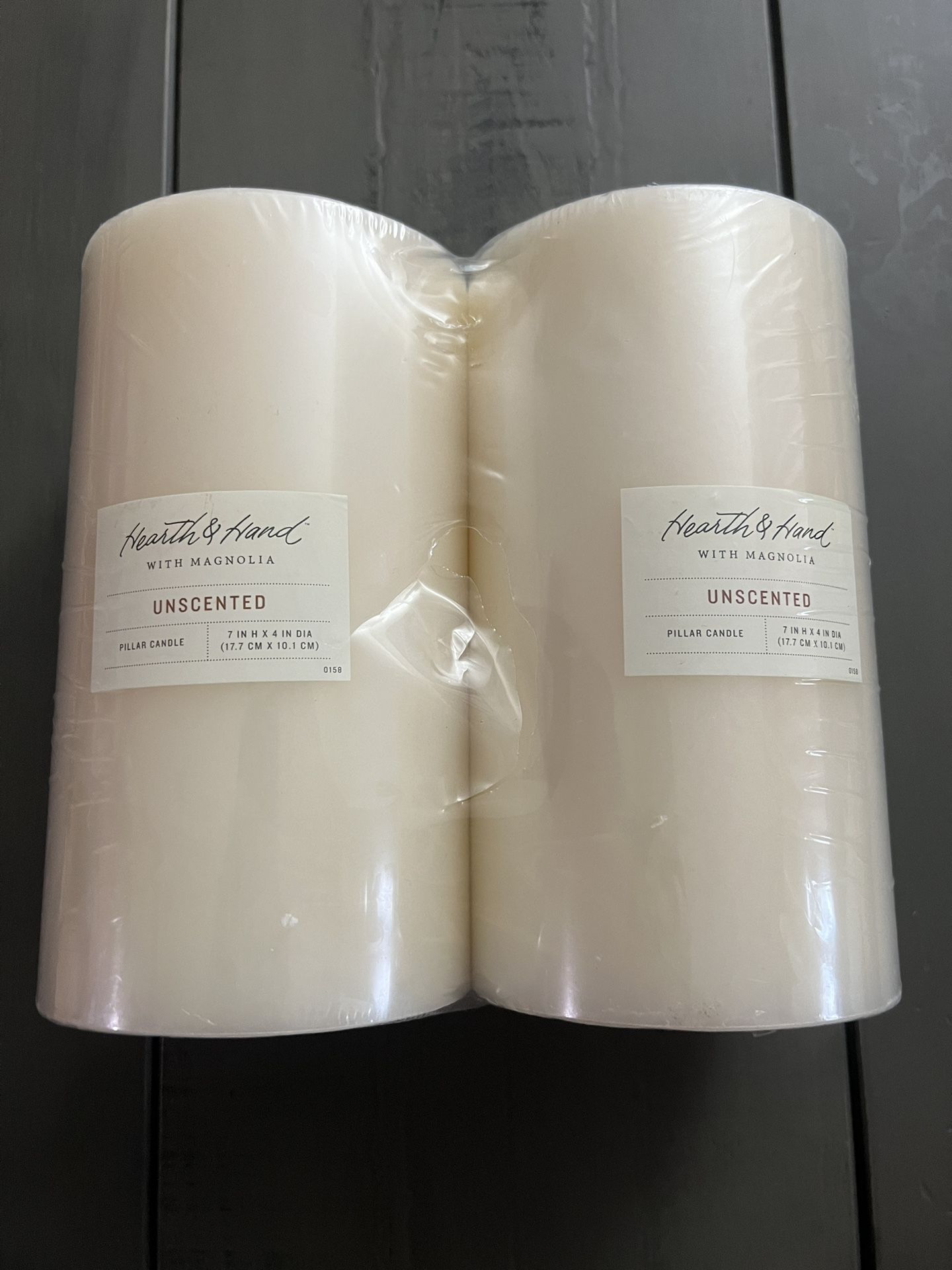 HEARTH & HAND UNSCENTED PILLAR CANDLE WITH MAGNOLIA