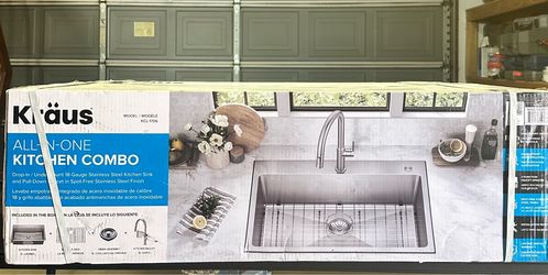 🔥NIB Kraus Standart PRO All-in-One Kitchen Combo (Model KCL-1706) featuring a single-bowl stainless steel sink.