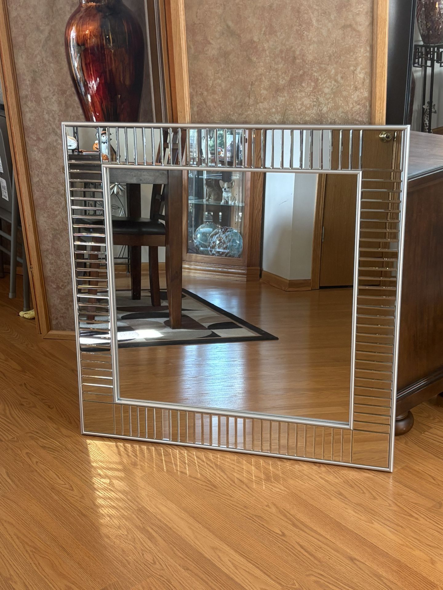 Gorgeous Beveled Silver Trim Mirror 36” NEW