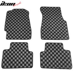Fits 92-95 Honda Civic Floor Mats Non-Slip Carpets Checkered Black Gray Plaid