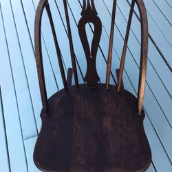Small Antique Dark Stained Solid Wood Rocking Chair