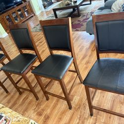 4 Set Of Bar Stool Chairs 34” Cherry Brown