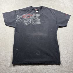 Vintage AlpineStars Men’s L Black Faded T Shirt Grunge Paint Distressed Y2K