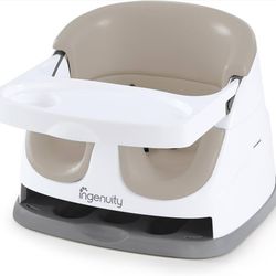 2-in-1 Booster Feeding and Floor Seat with Self-Storing Tray - Cashmere