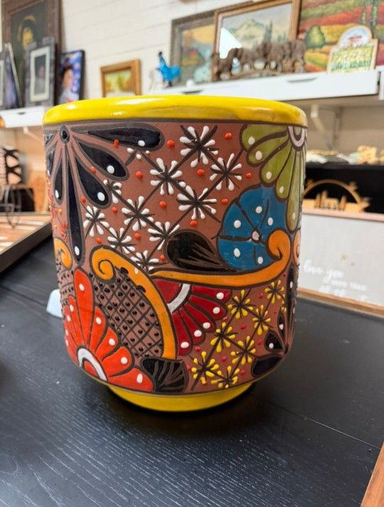 Hand Painted Ceramic Colors Plant Pot
