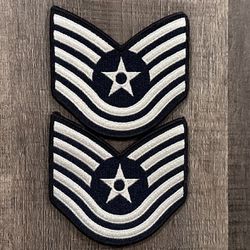 Military Air Force Large TSgt E-6 Blues Rank Patches