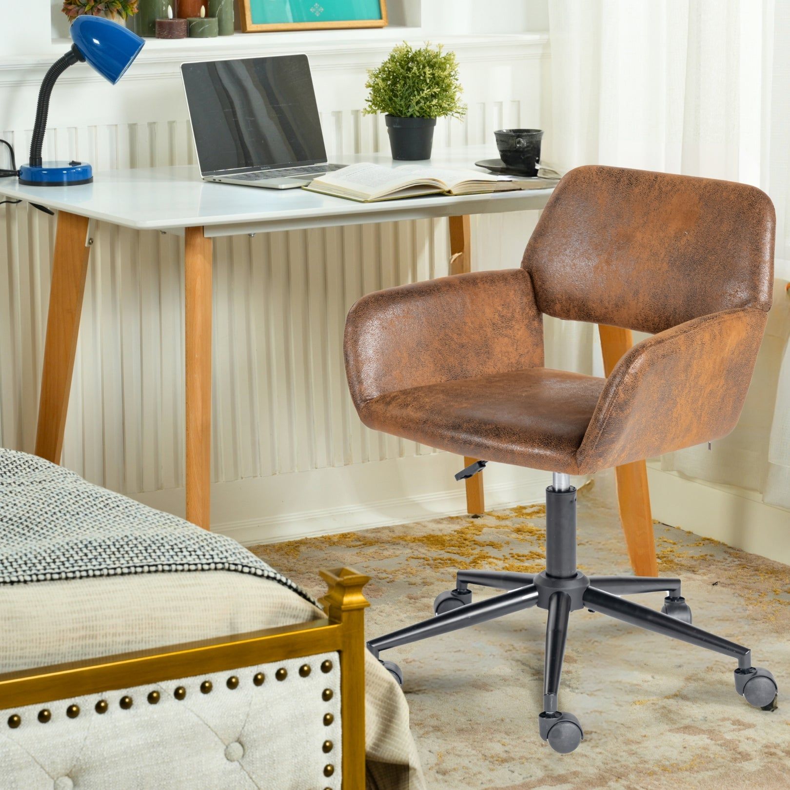 Ross Ergonomic Upholstered Office Chair with Metal Legs