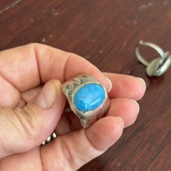 turquoise and sterling 925 TN 68 sz 10 ring