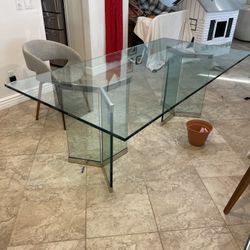 Mid-Century Modern Glass Dining Table – Thick Glass Pace Collection Style
