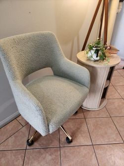 Elegant Mint Green Swivel Roller Chair with Gold Base