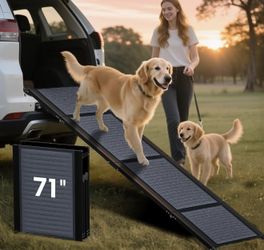 Brand New in box 71” Extra Wide Folding Dog Car Ramp – Holds Up to 250 lbs