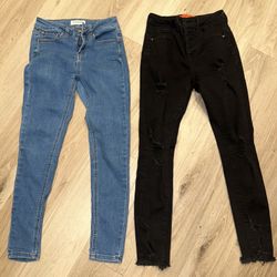 Blue and Black Women's Jeans size 1