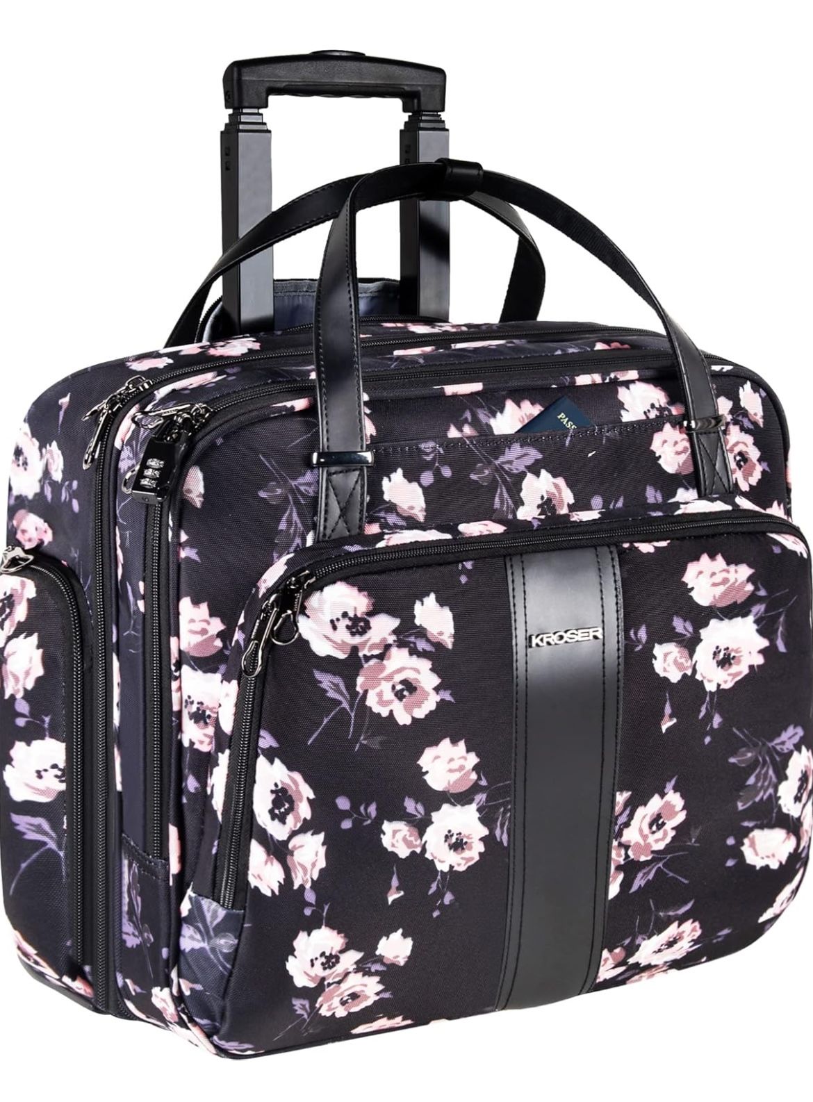 KROSER Premium Rolling Briefcase for 15.6 Inch Laptops - Water-Repellent Overnight Computer Bag with RFID Pockets for Travel/Business