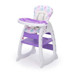 Toddler Highchair Baby Dining Chair with Adjustable Backrest and Safety Belt