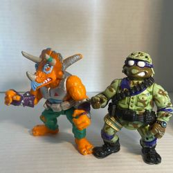 Two. Ninja Turtle Action, Figure Toys Year, 1992, Playmate Toys
