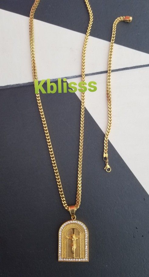 🔥🔥🔥14k Gold Plated Franco Chain & Bracelet Set... Available For Pick Up Or Delivery