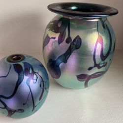 Eickholt Art Glass Vase and Paperweight