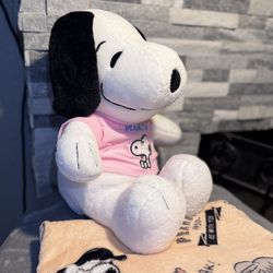 Pink Shirt Snoopy Plushie Blanket Included 