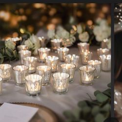 36 Silver Mercury Candle Holders