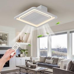 22-in White with White Blades LED Flush Mount Bladeless Ceiling Fan