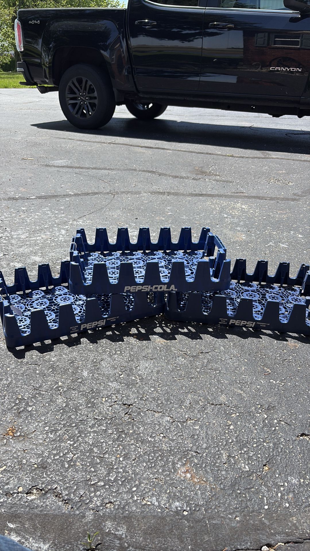 3 plastic Pepsi cola crates