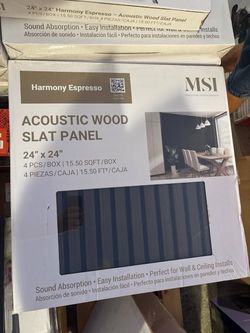 MSI Harmony Espresso 24 in. x 24 in. Black Wood Slat Decorative Acoustic Sound Absorbing Panels (4-Pack/15.5 sq. ft.) Retail price $69 Our price $35