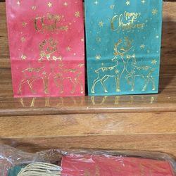 48 Pcs Christmas Gift Paper Bags, Christmas Tree Elk Gift Bags, Red Green