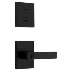 Kwikset Singapore Keyed Entry Handle and Single Cylinder Deadbolt Combo Pack featuring SmartKey Security in Matte Black @950