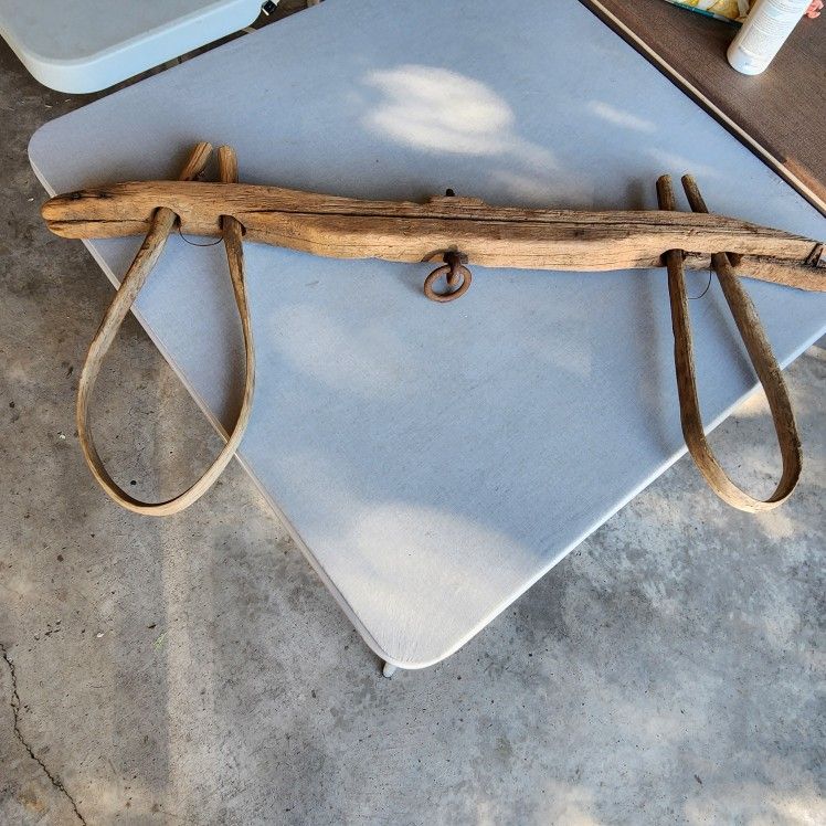 1800s Antique Wood & Iron Double Goat Yoke