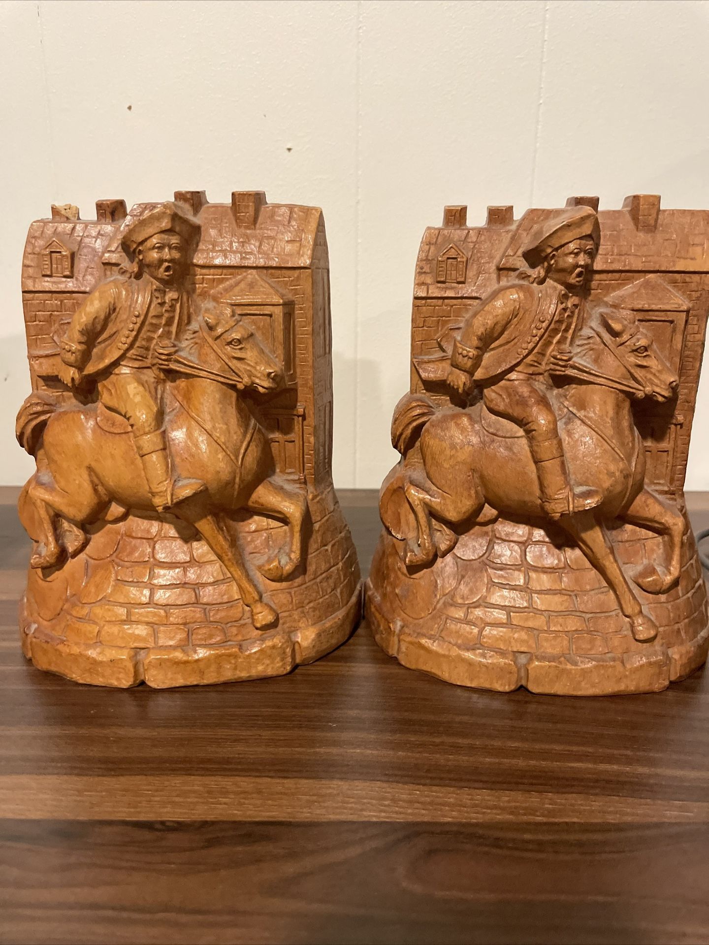 Antique Wooden Paul Revere Bookends