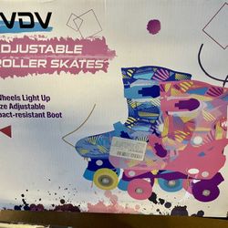 GVDV adjustable roller skates quad 4 wheel light up model ANIMHS200X blue 2.5-5.5youth size 