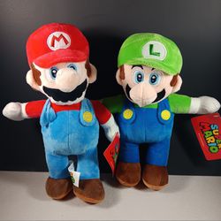 Nintendo Official 12” Super Mario Luigi Set of 2 Plush Stuffed Animal Plumber