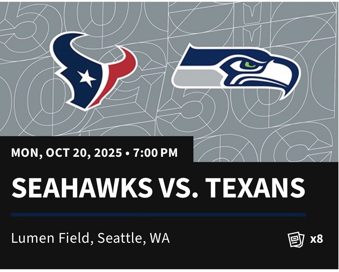 Seahawks vs Texans Monday Night Football 10/20/25